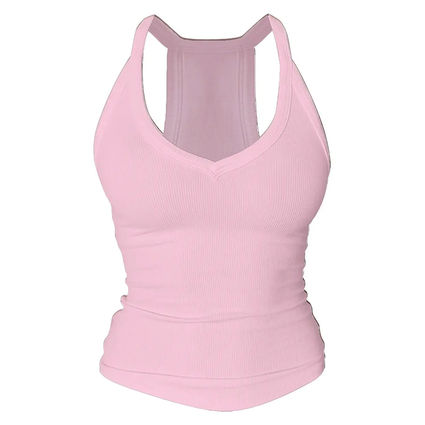 Women's Racerback V Neck Cotton Tank Tops with Built-in Shelf Bra