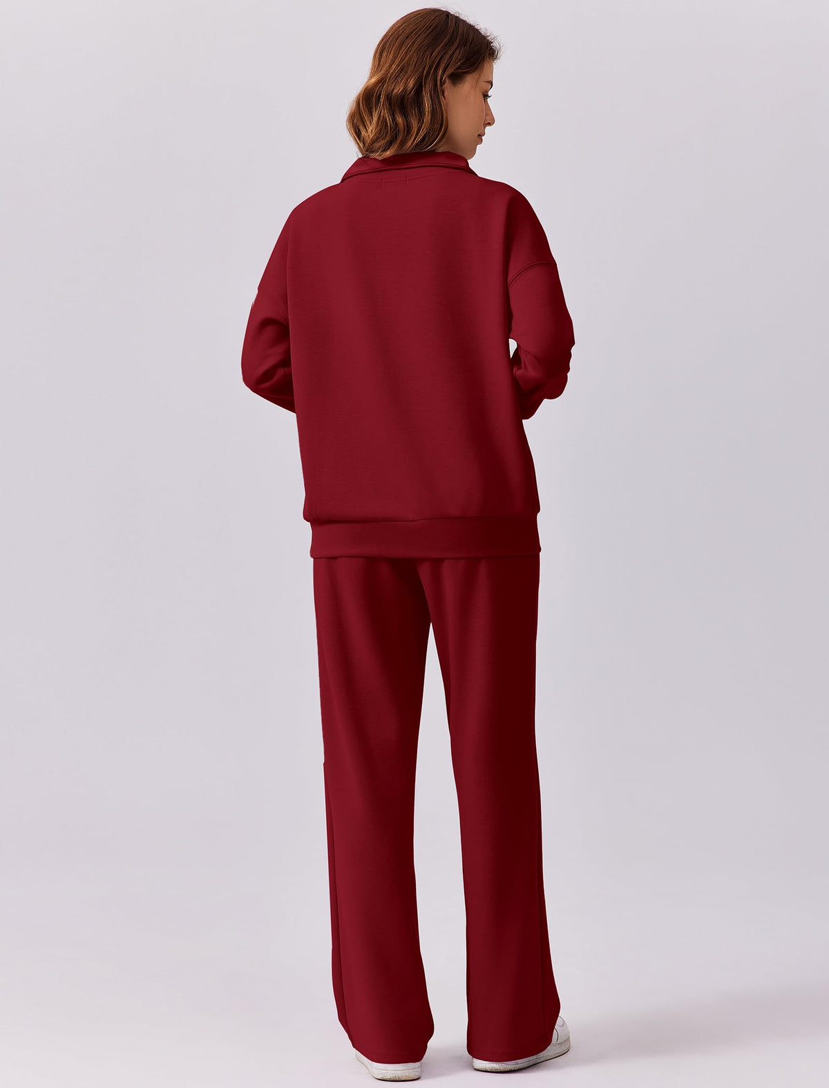 ⏰Hot Sale-Women Oversized Half‑Zip Pullover & Elastic Drawstring Wide Leg Sweatpants 2‑Piece Outfit