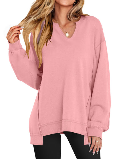 ✨Women's  Casual Oversized  V Neck Long Sleeve Sweatshirt