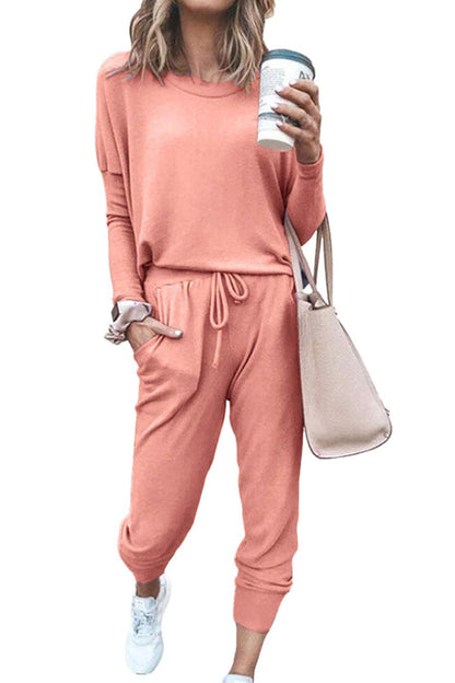 2025 Hot Sale Women's Fall Crewneck Pullover Tops And High Waisted Pants Lounge Set