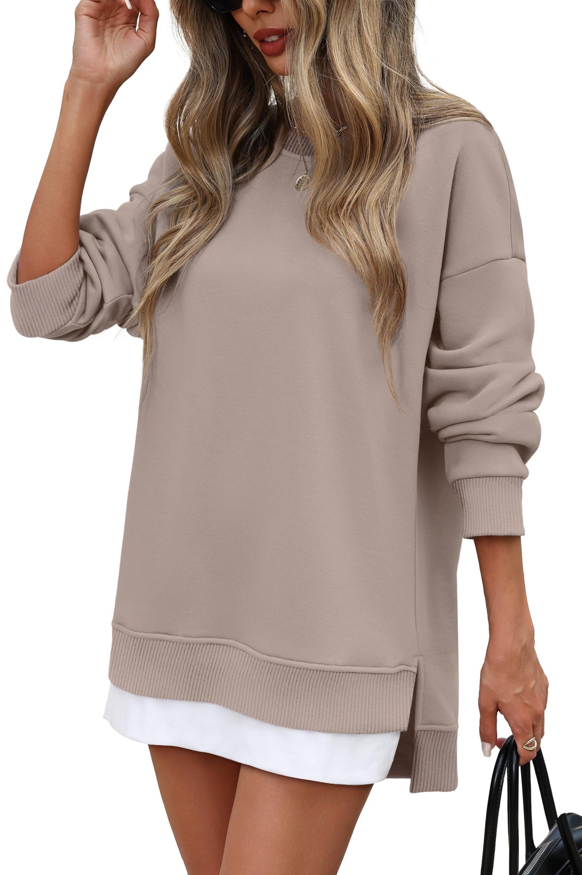 ⏰Hot Sale-Fall Casual Long Sleeve Side Slit Tunic Top