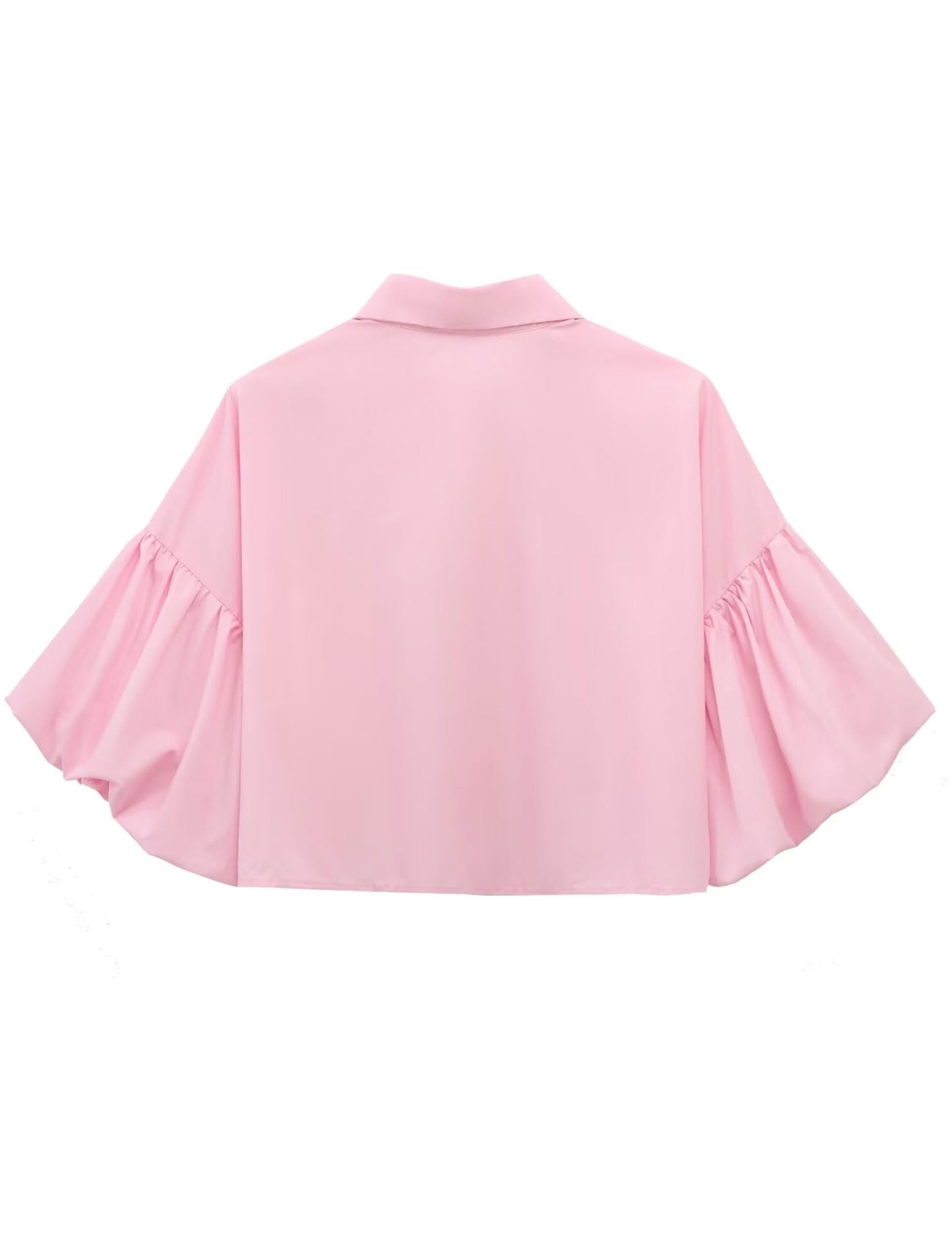✨Womens Cute Lantern Sleeve Collar Button Down Crop Tops
