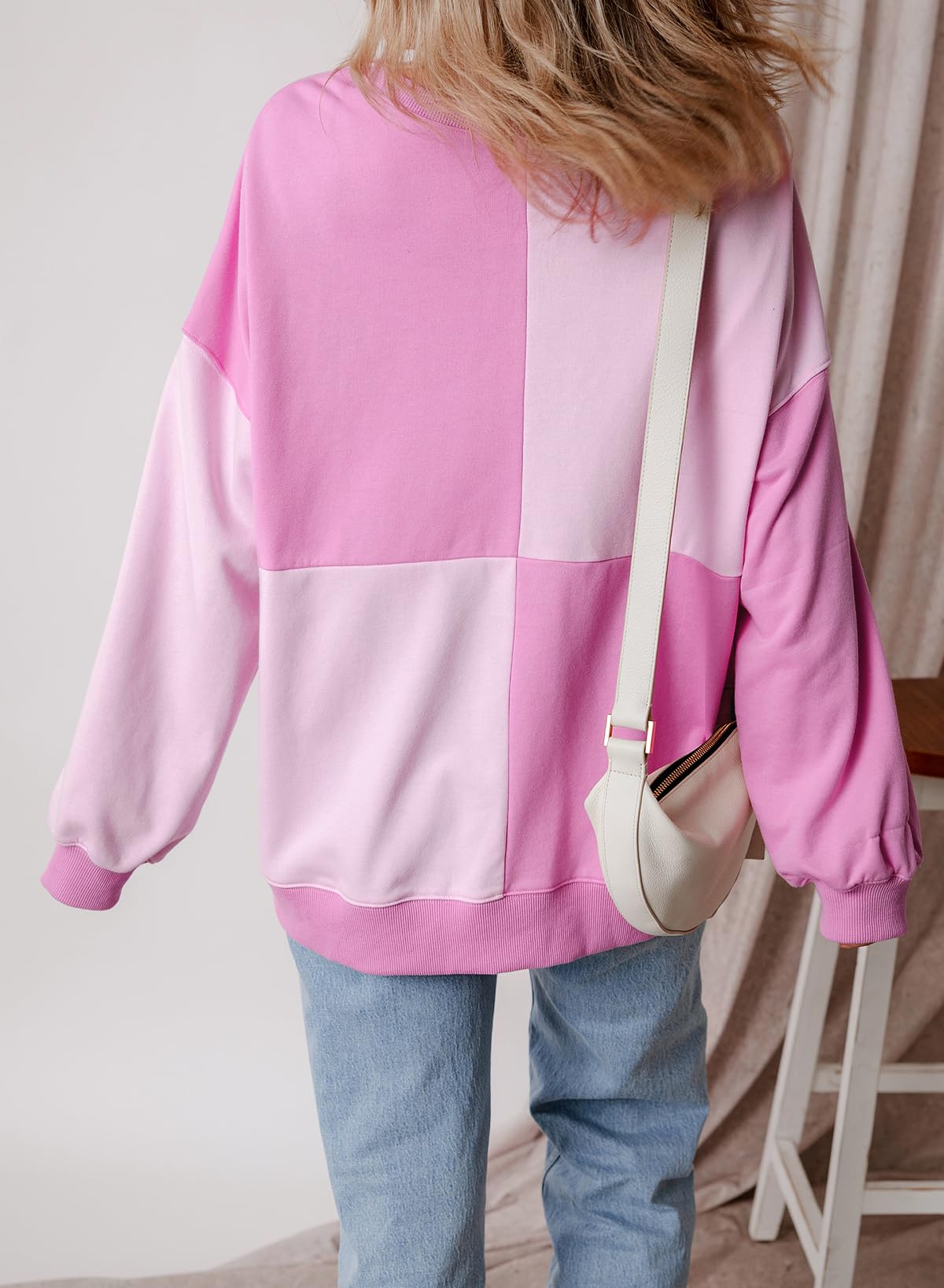 ⏰Hot Sale-Women's Casual Color Block Loose Button Henley Pullover Top