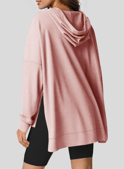 ✨Oversized Hoodies for Women Waffle Knit Drawstring Side Slit Pullover Sweatshirts with Pocket (Final Days: Big Savings!!!)