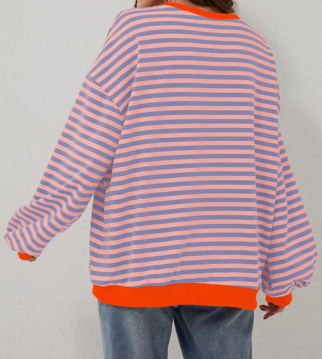 ⏰Hot Sale-Oversized Striped Color Block Sweatshirt