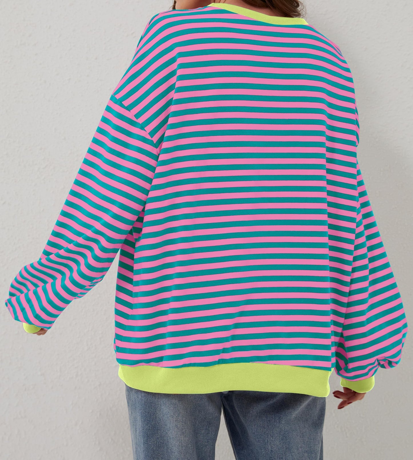 ⏰Hot Sale-Oversized Striped Color Block Sweatshirt