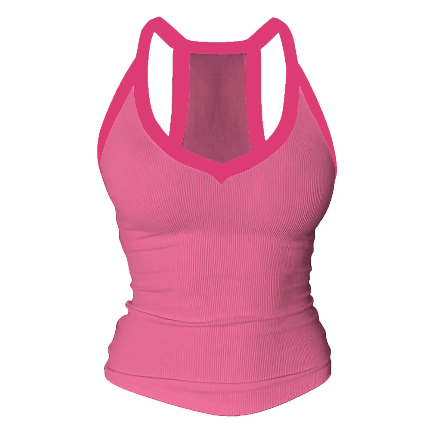 Women's Racerback V Neck Cotton Tank Tops with Built-in Shelf Bra