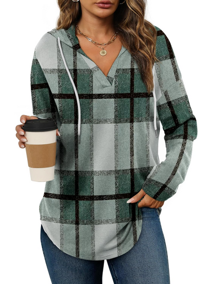 ⏰Hot Sale-Women's Long Sleeve Plaid Oversized Hoodies