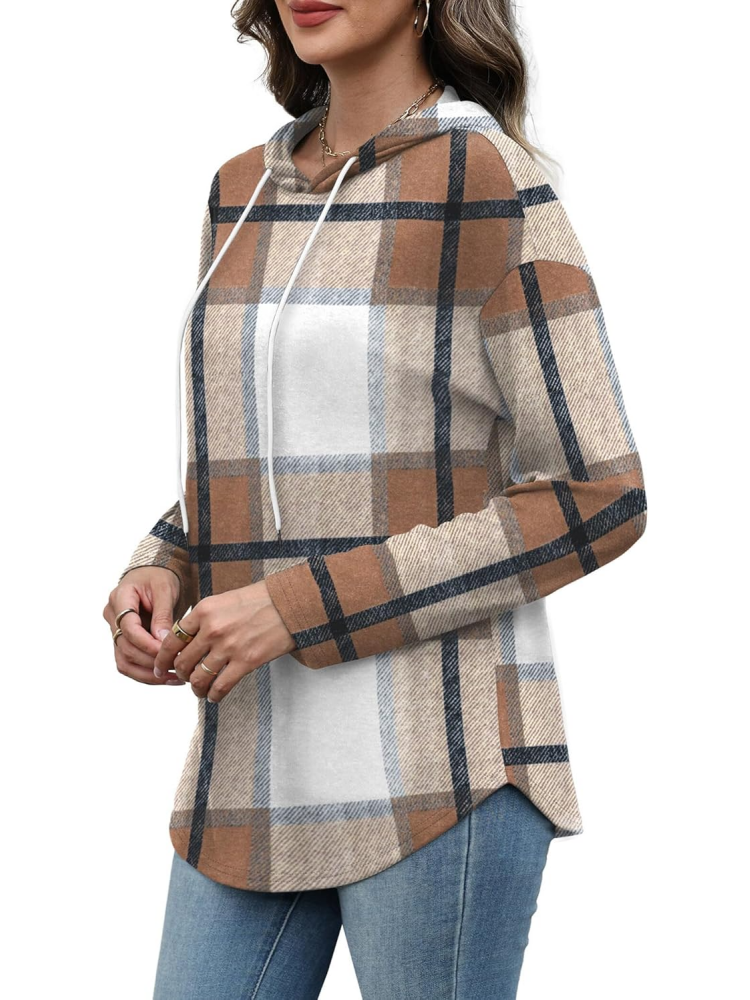 ⏰Hot Sale-Women's Long Sleeve Plaid Oversized Hoodies