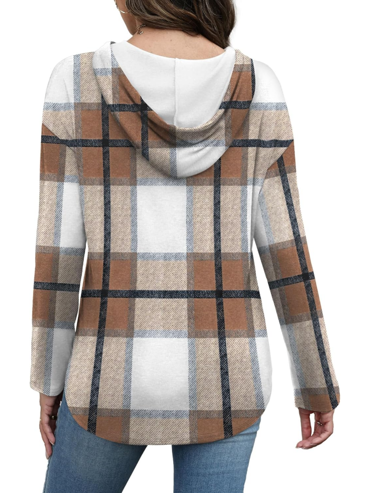 ⏰Hot Sale-Women's Long Sleeve Plaid Oversized Hoodies