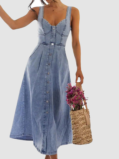 Women's Sweetheart Denim Midi Dress