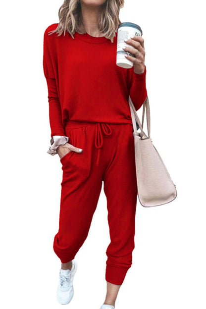 2025 Hot Sale Women's Fall Crewneck Pullover Tops And High Waisted Pants Lounge Set