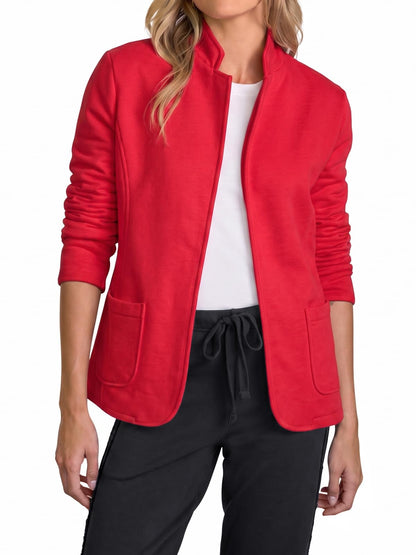 Womens Open Front Lapel Sweatshirt Blazer