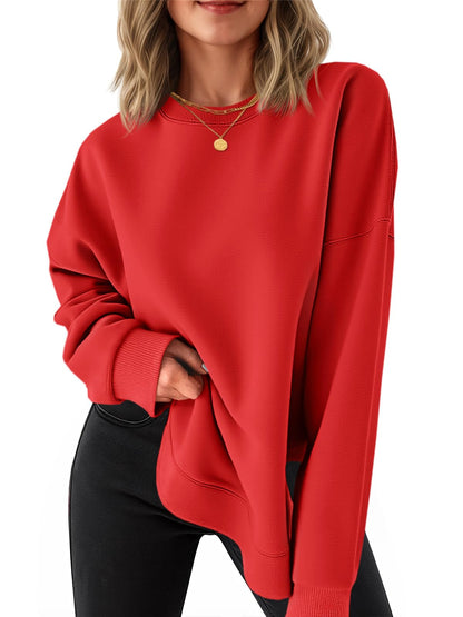 Women's High-Low Curved Hem Sweatshirt with Side Slits