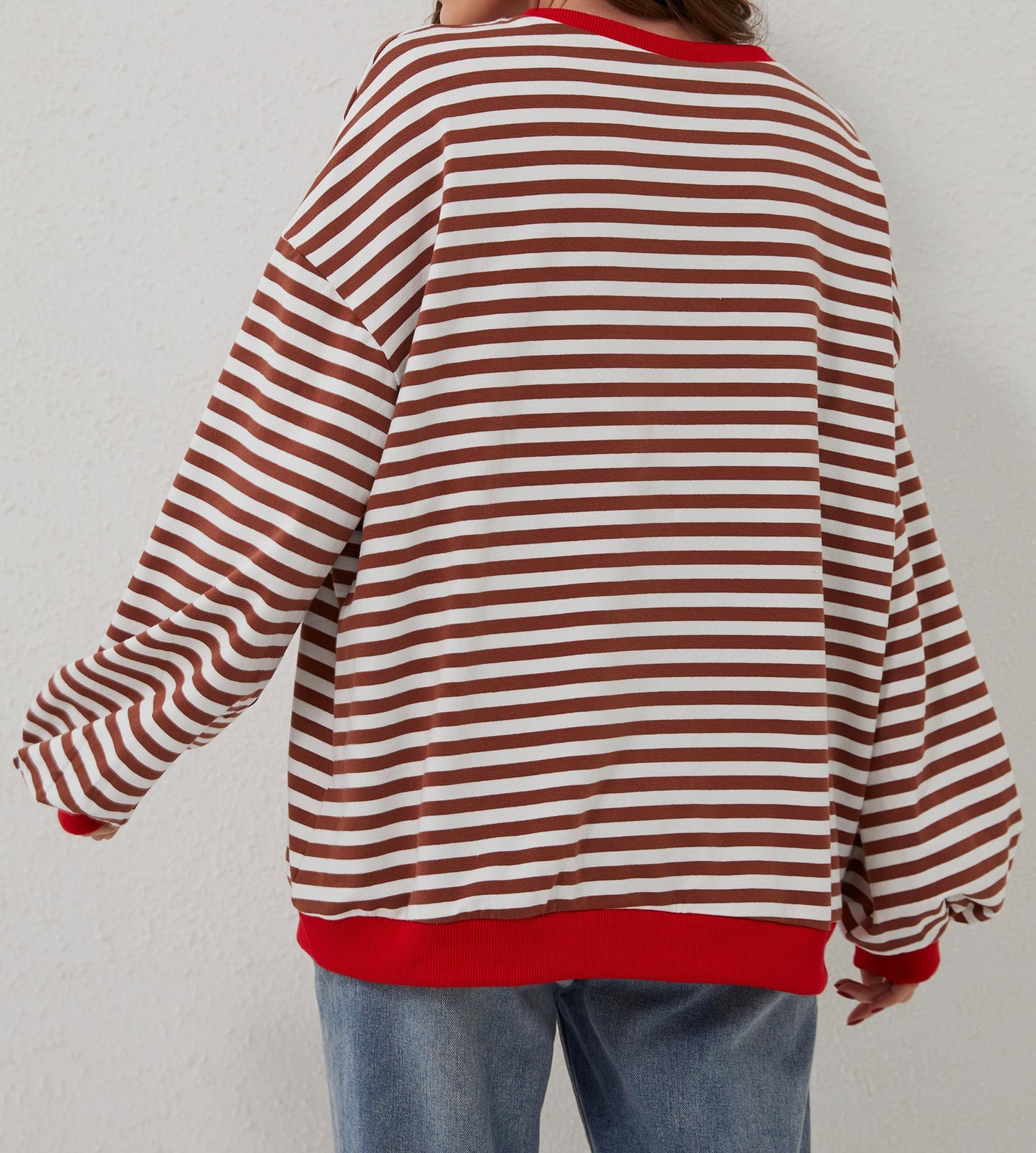 ⏰Hot Sale-Oversized Striped Color Block Sweatshirt