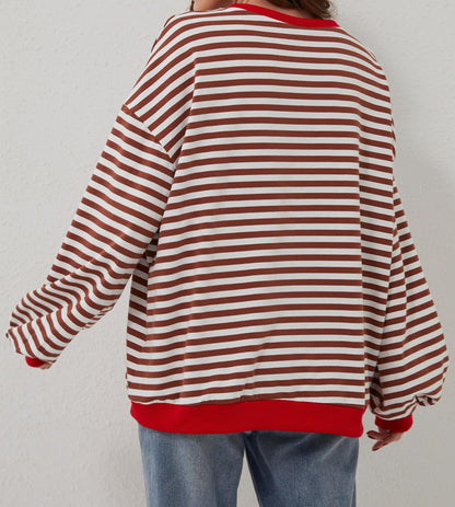 ⏰Hot Sale-Oversized Striped Color Block Sweatshirt