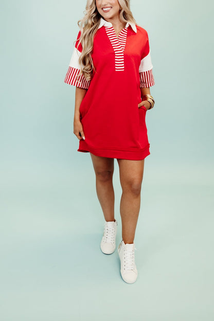 Color Block Notch Neck Mini Dress