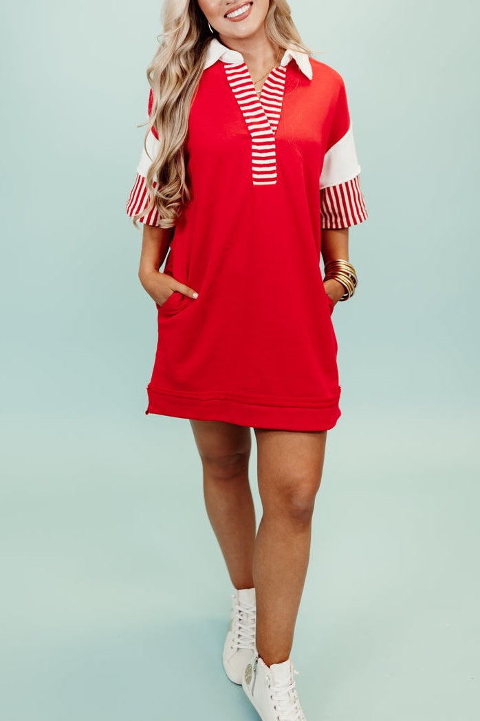 Color Block Notch Neck Mini Dress