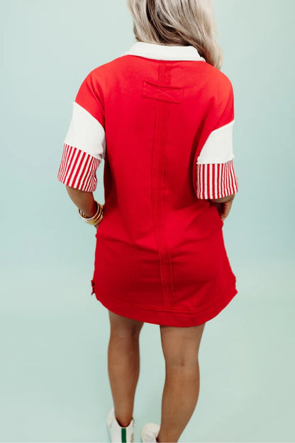 Color Block Notch Neck Mini Dress