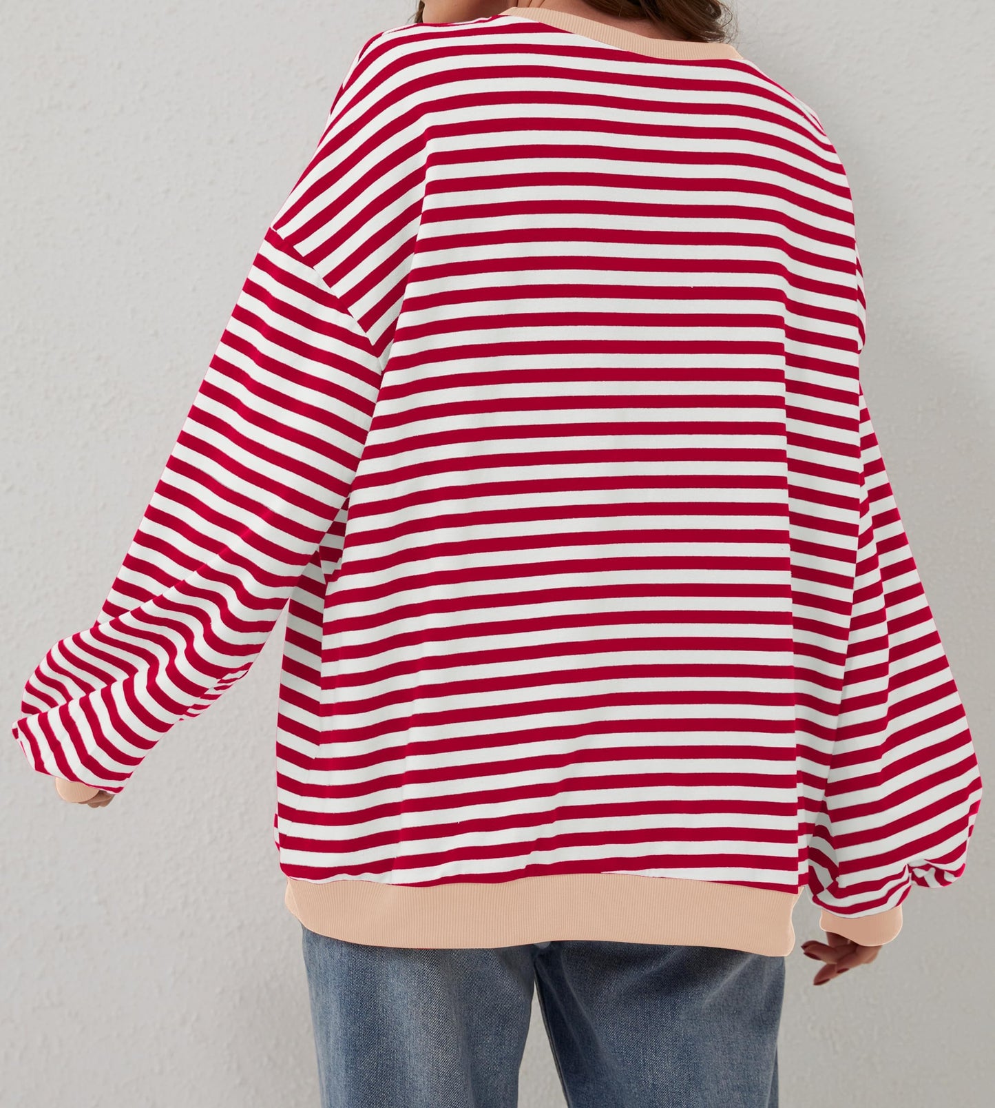 ⏰Hot Sale-Oversized Striped Color Block Sweatshirt