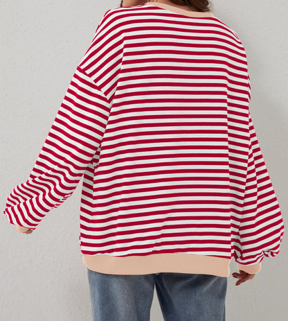 ⏰Hot Sale-Oversized Striped Color Block Sweatshirt