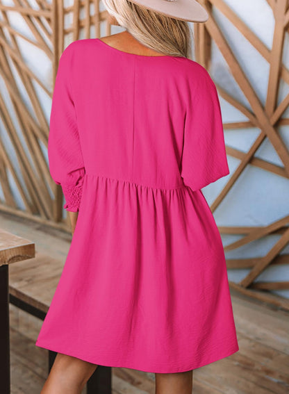 ✨2025 New Women's Casual Short Sleeve Crew Neck Flowy Swing Tunic Dress