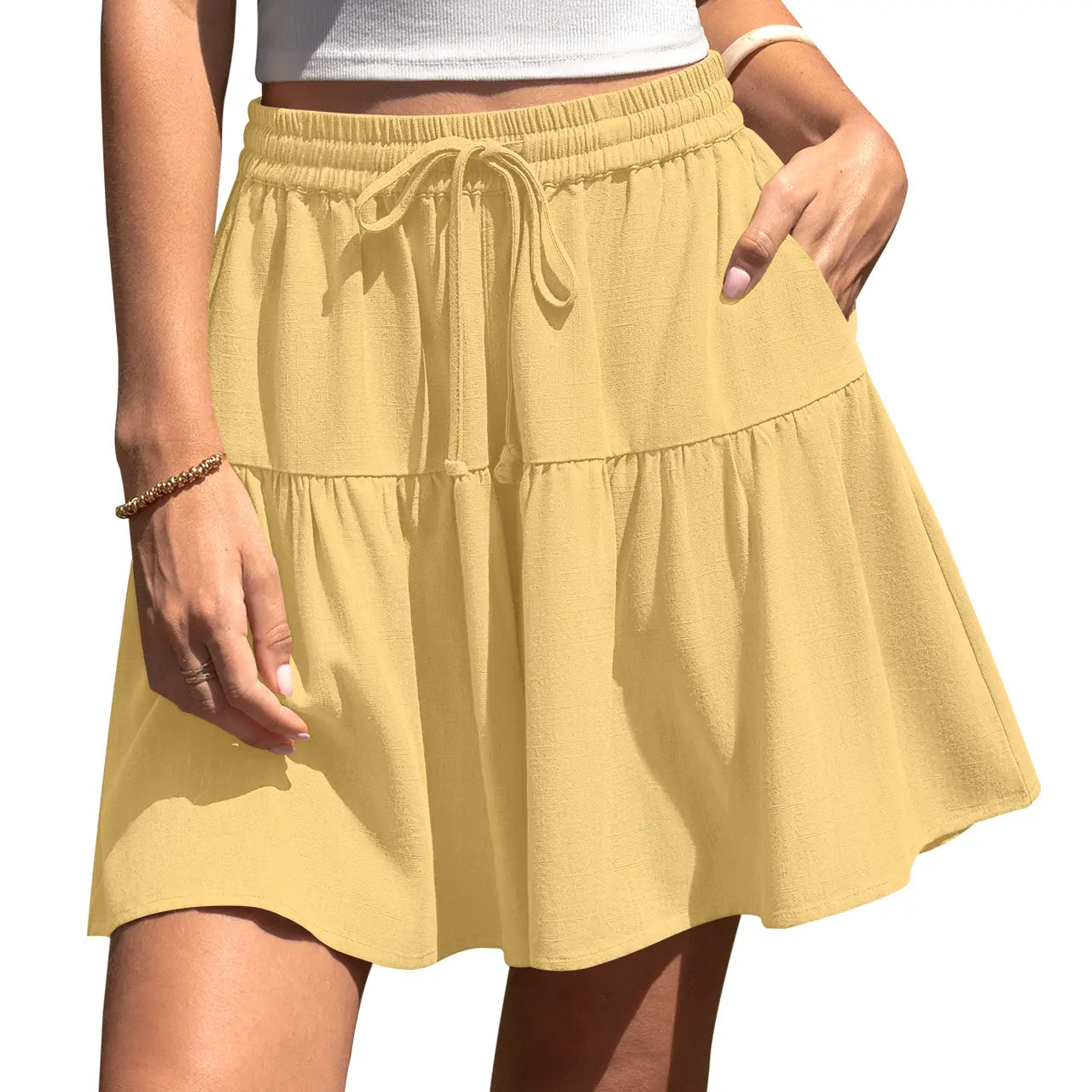 ⏰Hot Sale-Women's High Waist Drawstring Tiered Skort