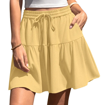 ⏰Hot Sale-Women's High Waist Drawstring Tiered Skort