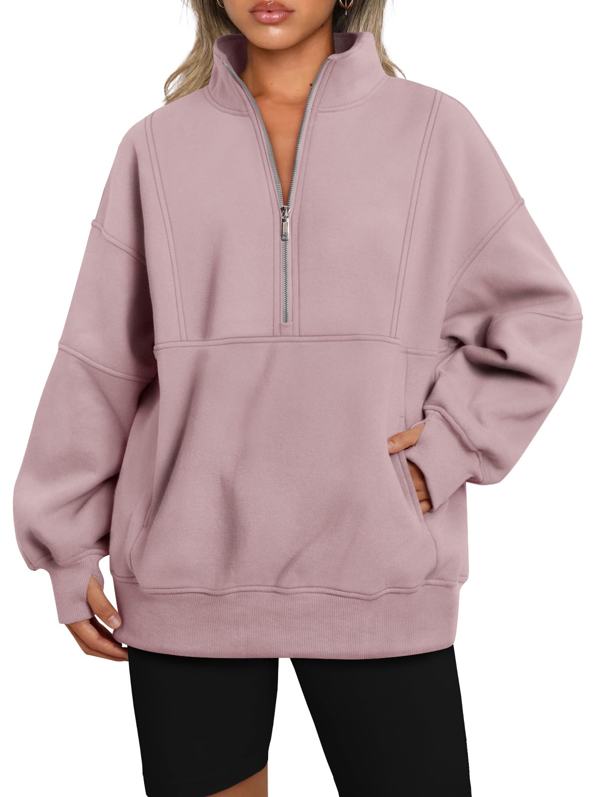 Autumn Women's Half Zip Oversized Sweatshirts with Pockerts(Buy 2 Free Shipping)