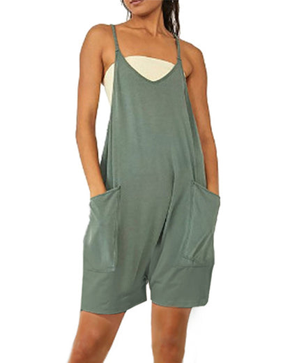 Sleeveless Romper with Pockets