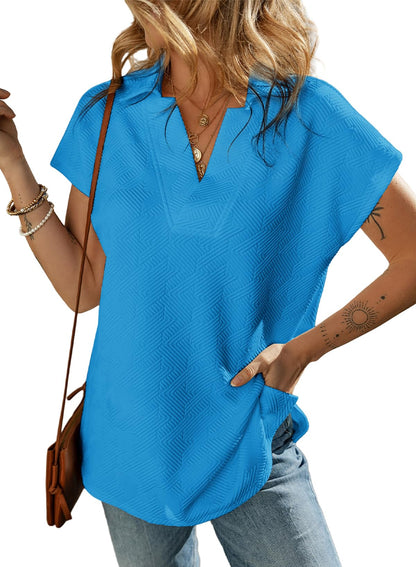 ✨ Women's Casual Collared V Neck Short Sleeve T Shirt