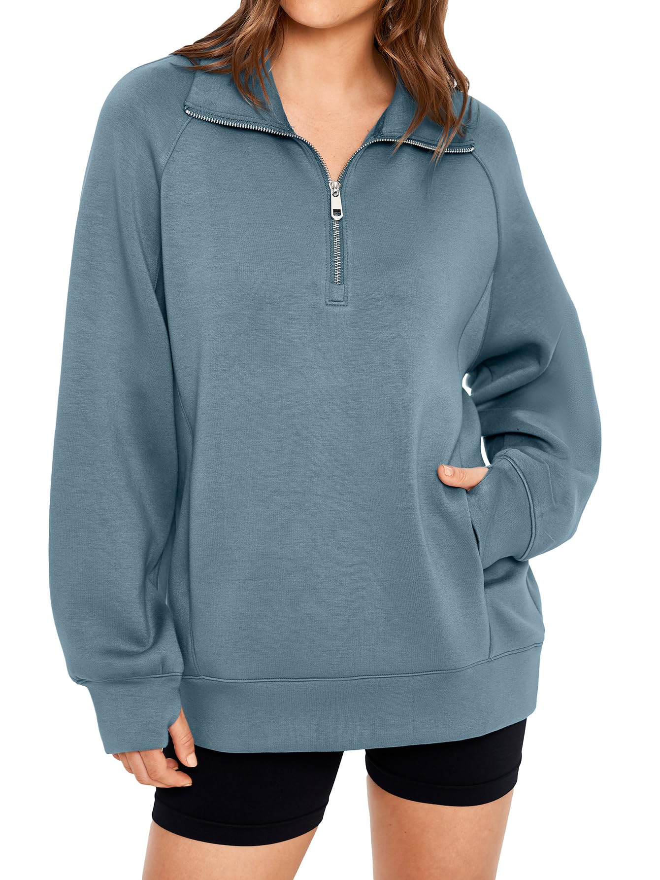 ✨Women's Half Zip Oversized Sweatshirt with Pockets