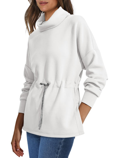 Women's Turtleneck Drawstring Waist Pullover Tops (Buy 2 Free Shipping)
