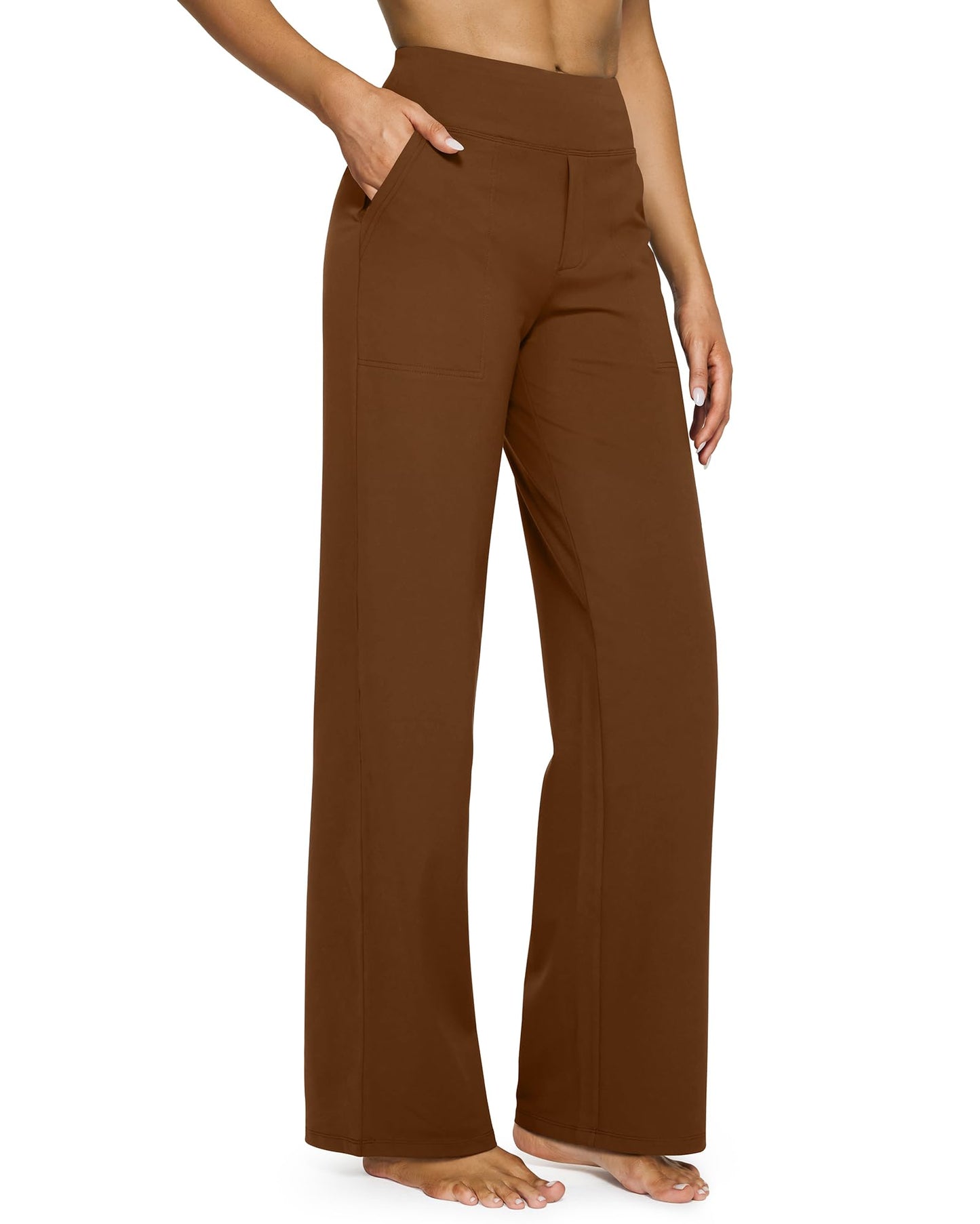 Yoga Pants Women Wide Leg High Waist Pants with Pockets
