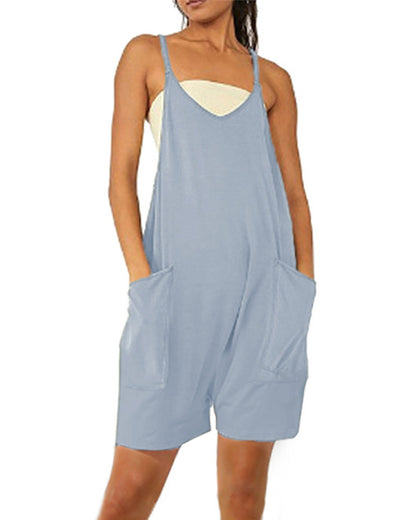 Sleeveless Romper with Pockets