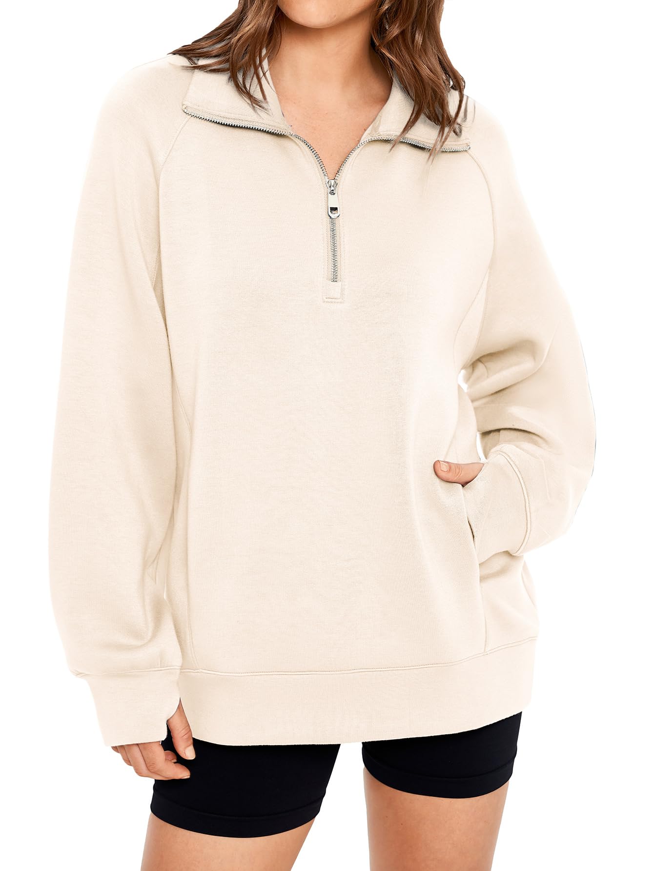✨Women's Half Zip Oversized Sweatshirt with Pockets