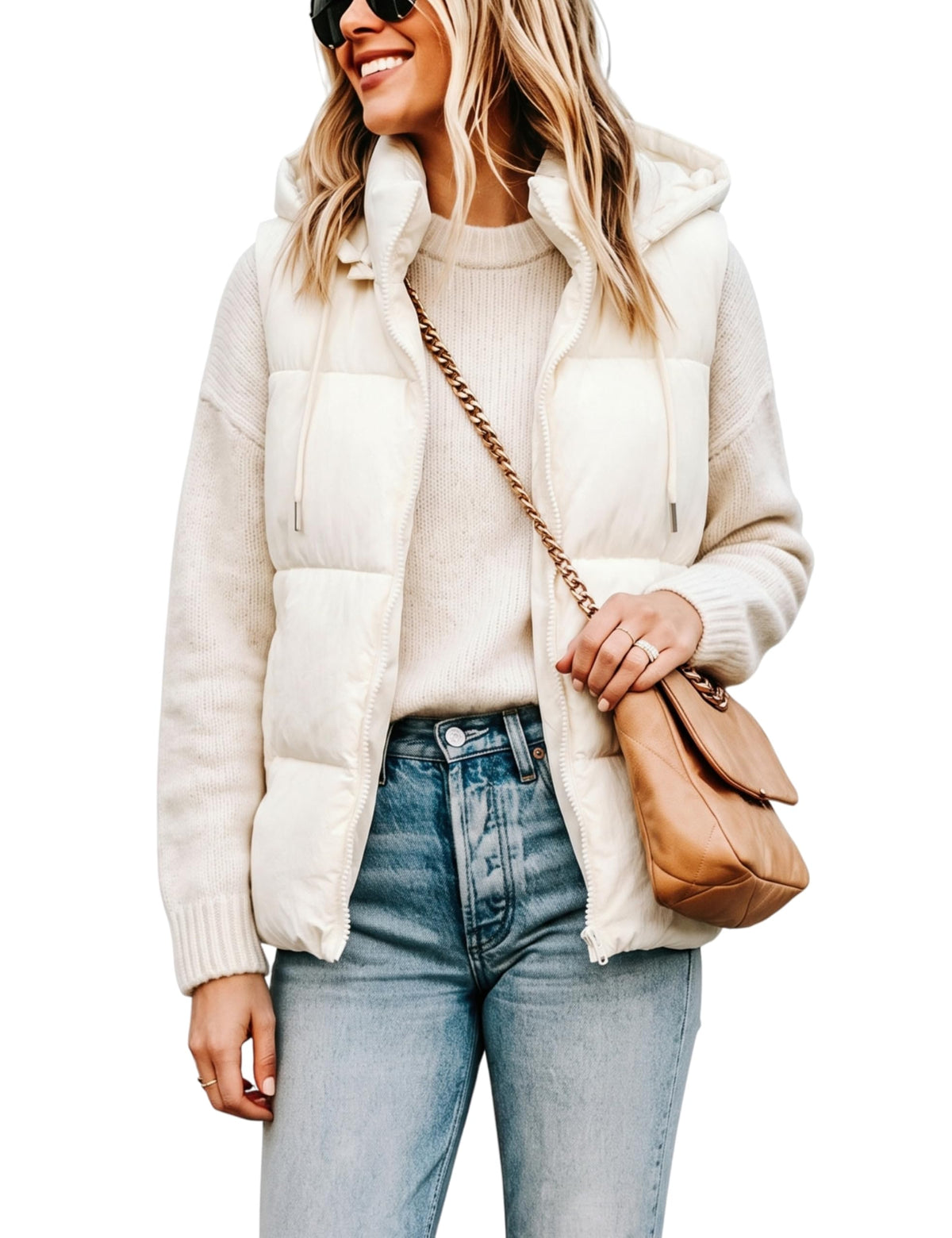 Women's Puffer Vest Winter Sleeveless Coats with Hood
