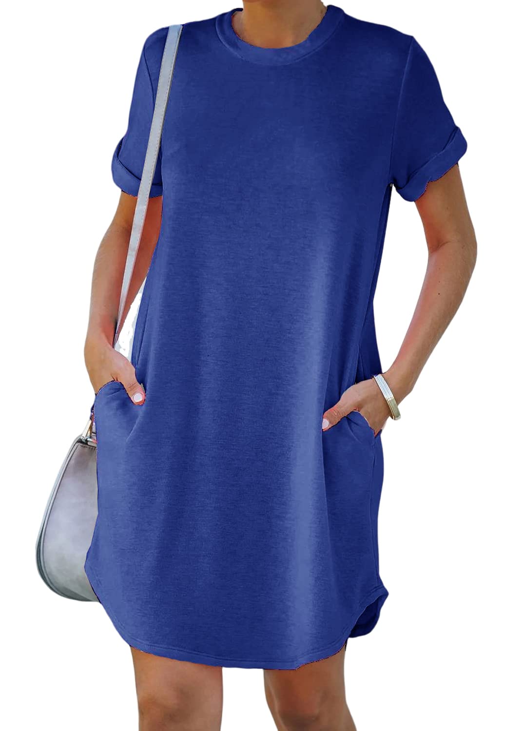 Women's Casual Short Sleeve T Shirt Dress Basic Dresses with Pockets