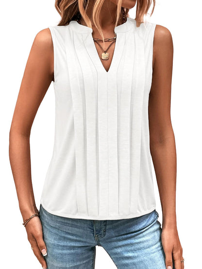 ✨2025 New Women's Sleeveless Notched V Neck Tank Tops