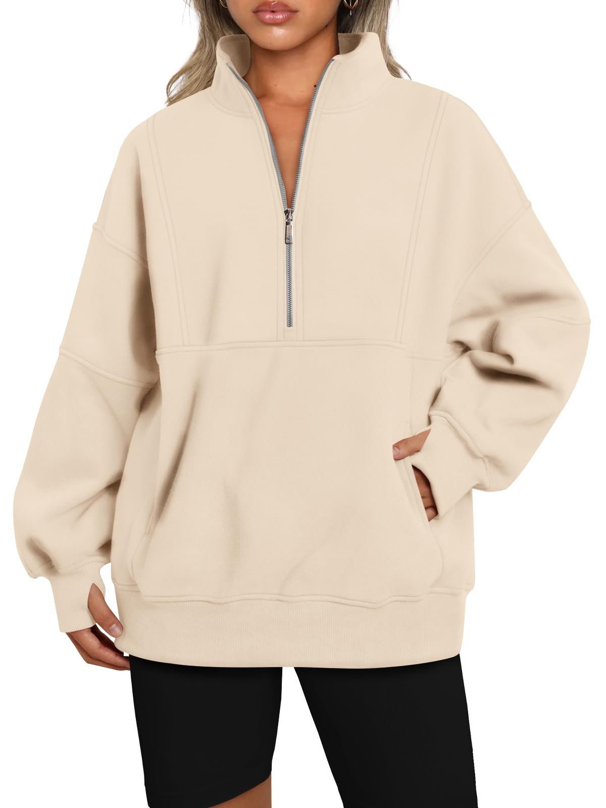 Autumn Women's Half Zip Oversized Sweatshirts with Pockerts(Buy 2 Free Shipping)