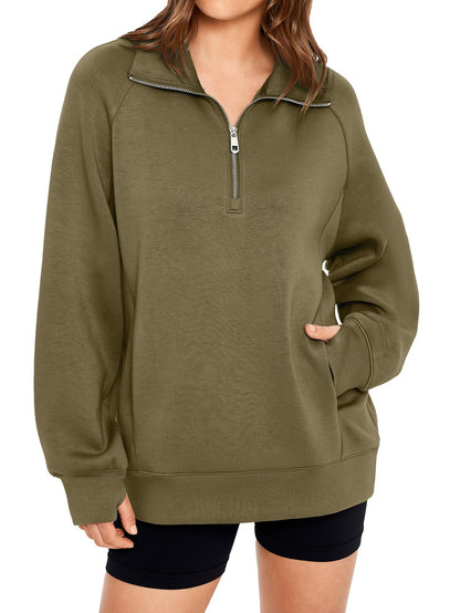 ✨Women's Half Zip Oversized Sweatshirt with Pockets