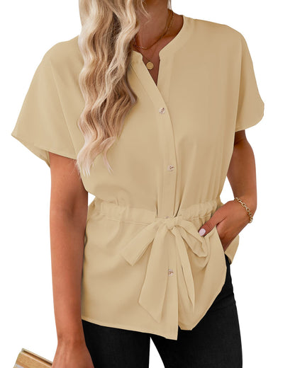 Women's Batwing short sleeve Button-down Shirt(Buy 2 10% OFF）