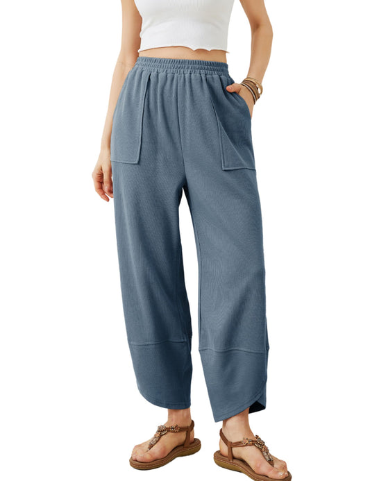 ⏰Hot Sale-Womens Elastic Waisted Loose Palazzo Harem Pants with Pockets