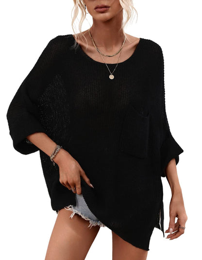 Limited time sale🔥Women's Oversized Batwing Short-Sleeve Knitting Pullover Top