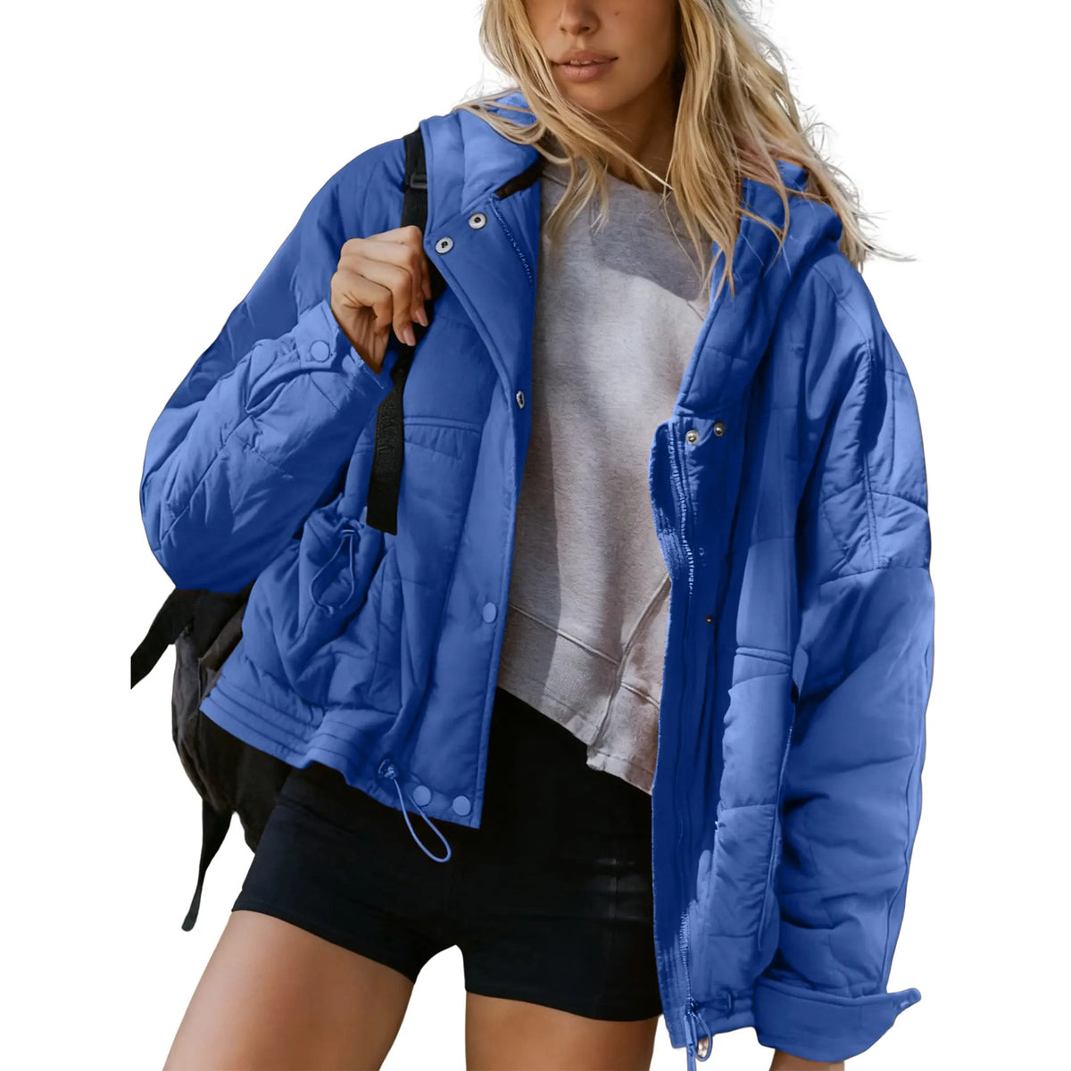 Women's Oversized Quilted Puffer Jacket Hooded With Pockets