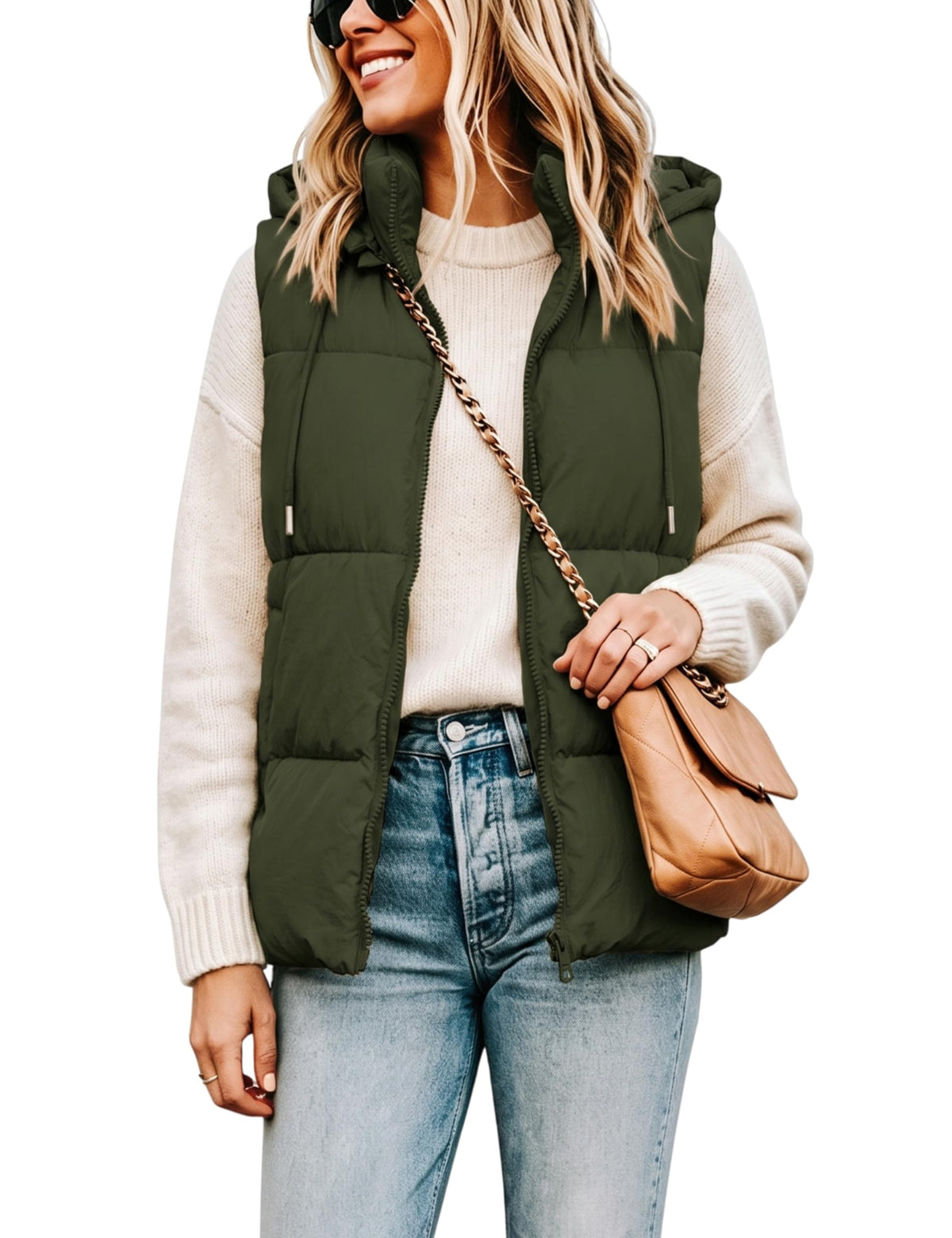 Women's Puffer Vest Winter Sleeveless Coats with Hood