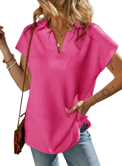 ✨ Women's Casual Collared V Neck Short Sleeve T Shirt