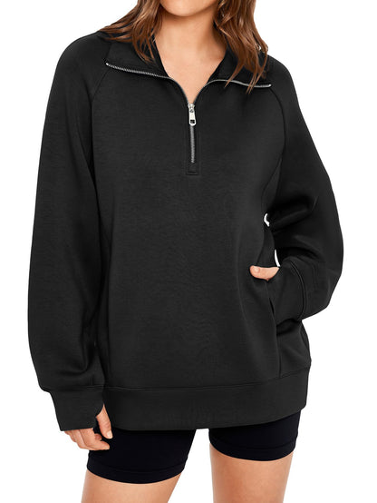 ✨Women's Half Zip Oversized Sweatshirt with Pockets