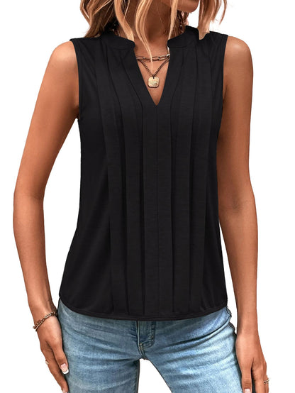 ✨2025 New Women's Sleeveless Notched V Neck Tank Tops