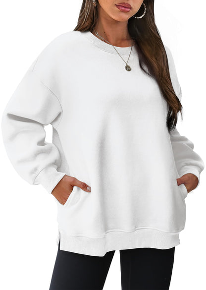 ⏰Hot Sale-Women's Oversized Crew Neck Fleece Sweatshirt with Pockets